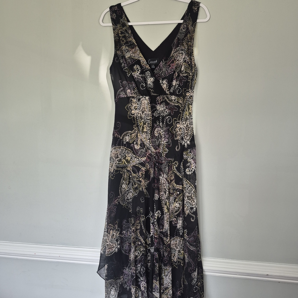 Connected Apparel Black Paisley Maxi Dress